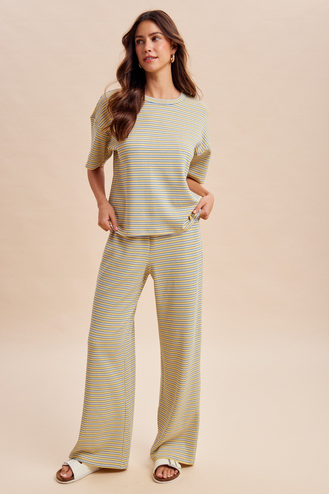 Striped Top & Wide Leg pant set