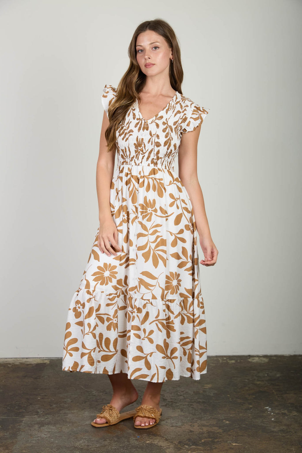 Floral Leaf Mid Dress