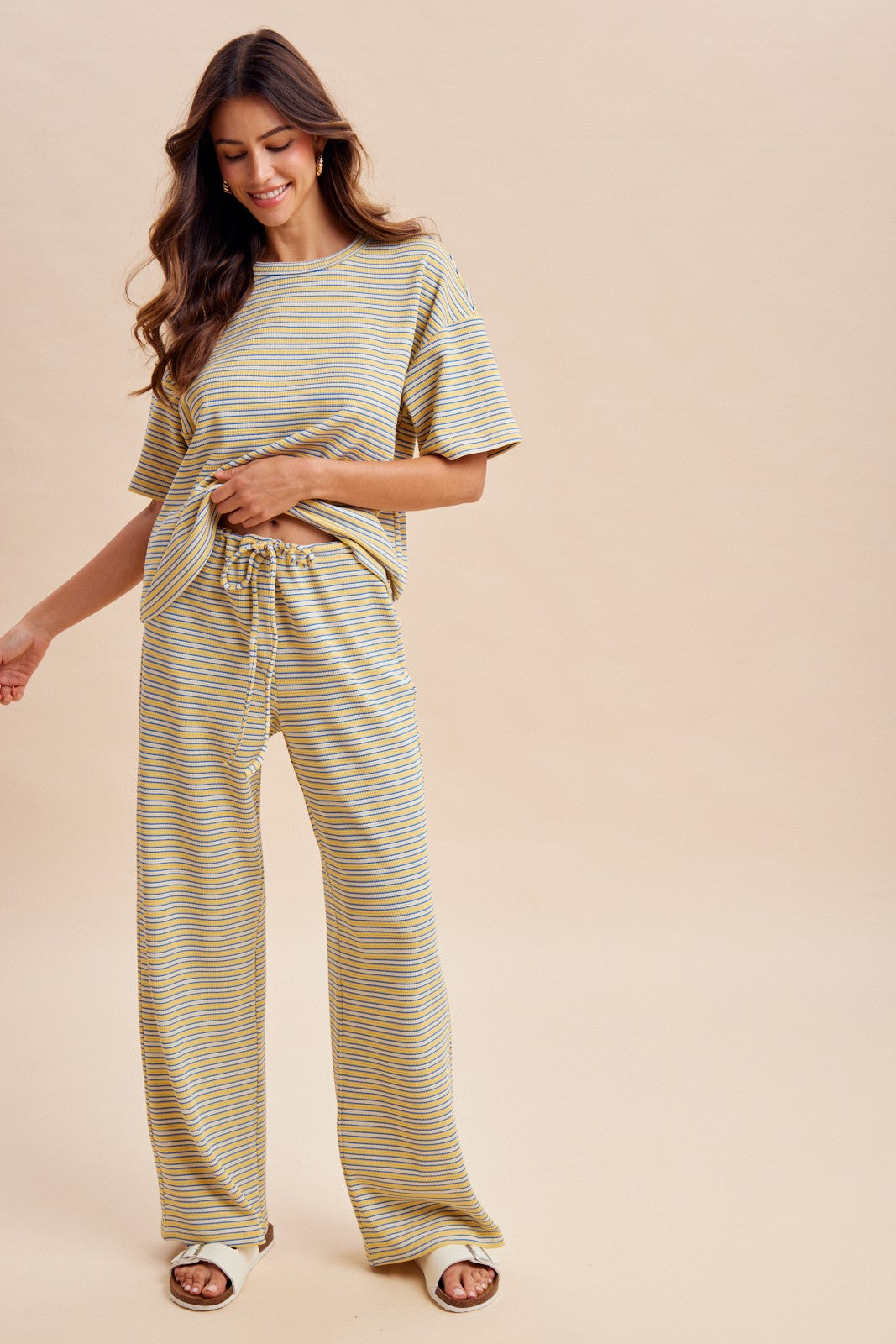 Striped Top & Wide Leg pant set