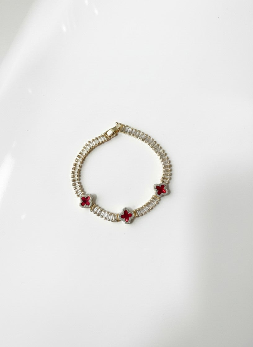 3 Red Flower Bracelet