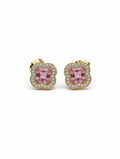 Pink Crystal Flower Stud Earrings