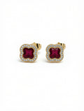 Red Crystal Flower Earrings