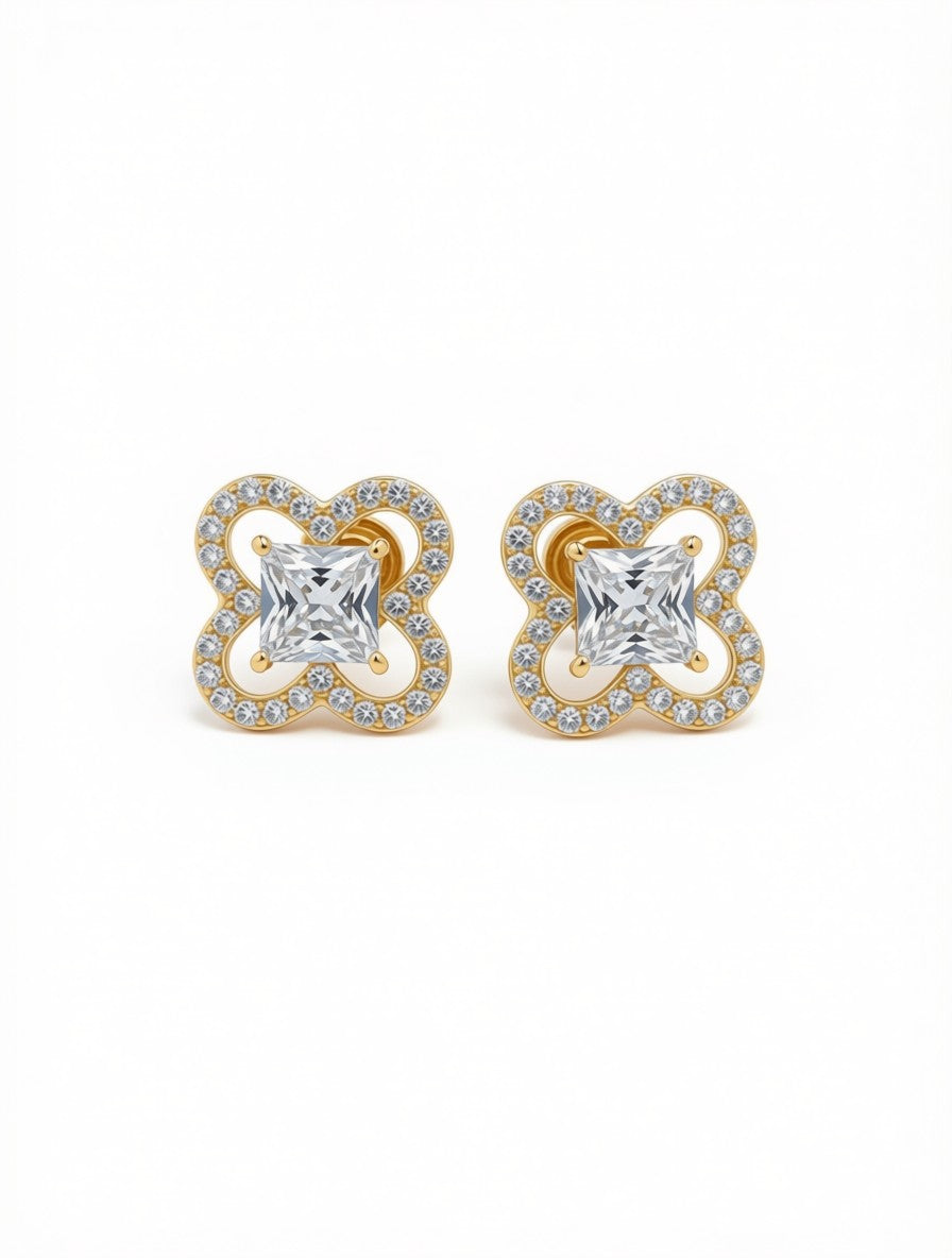 White Crystal Flat Flower Earring