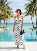 Polka Dot Halter Maxi Dress