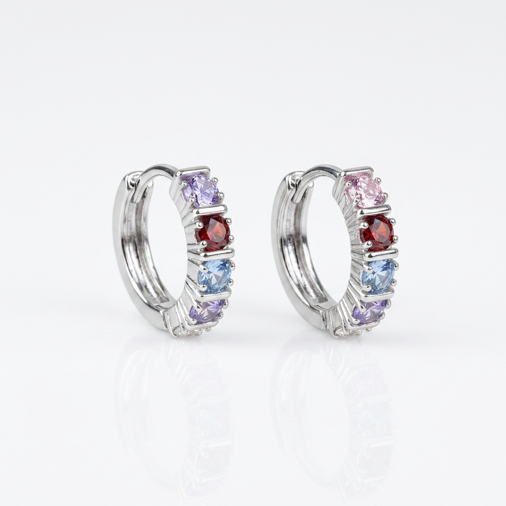 Multicolor silver hoop