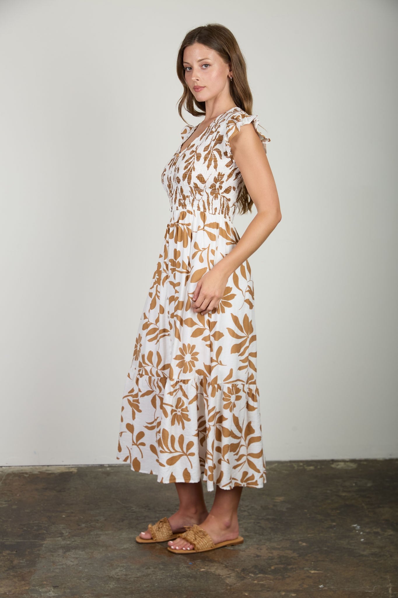 Floral Leaf Mid Dress